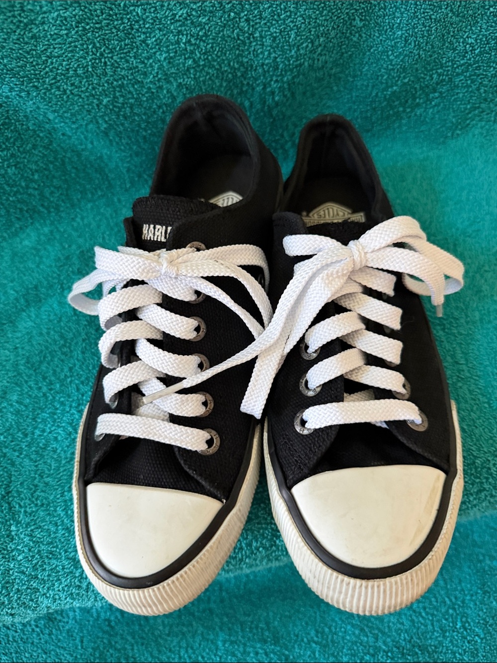 Harley-Davidson Black Canvas Low-Top Sneakers with White Accents